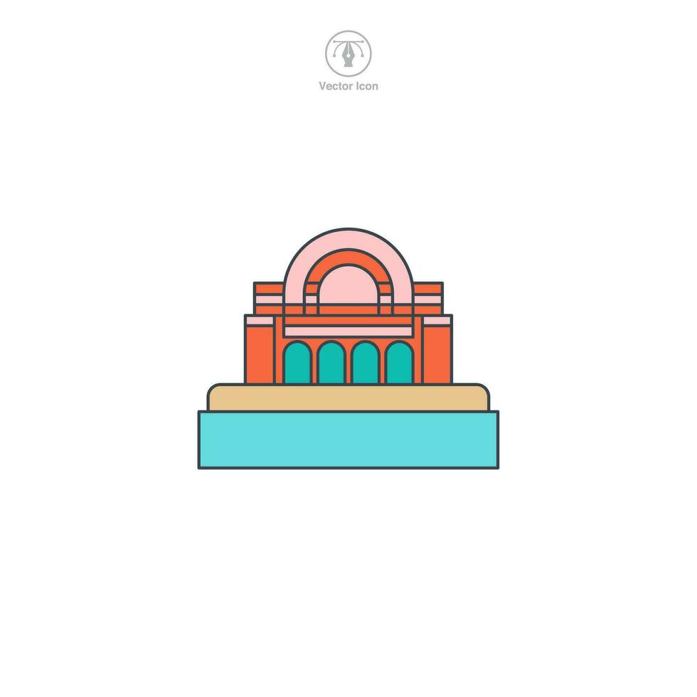 Dam icon vector shows a stylized water barrier, signifying hydroelectric power, water management, engineering, environment, and infrastructure