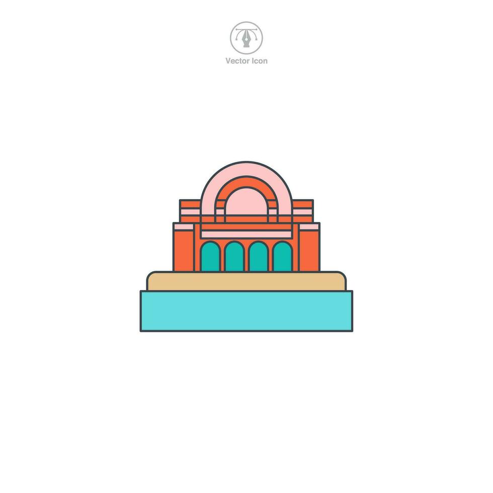 Dam icon vector shows a stylized water barrier, signifying hydroelectric power, water management, engineering, environment, and infrastructure