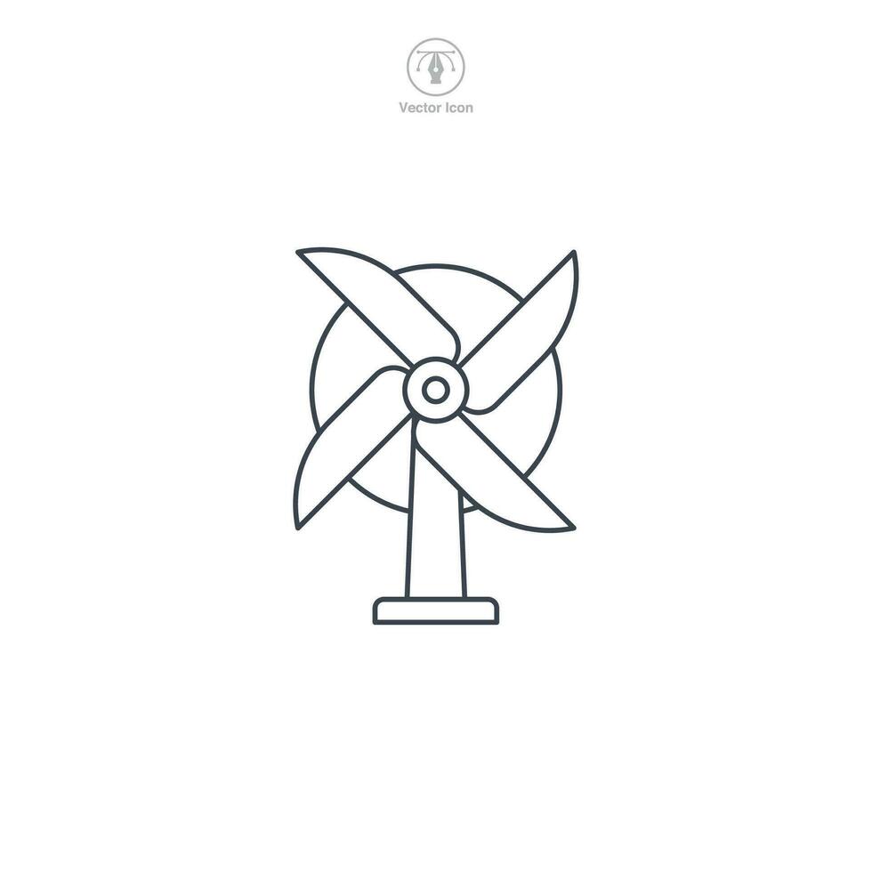 Wind Turbine icon vector illustrates a stylized power generator, symbolizing renewable energy, wind power, sustainability, ecology, and innovation