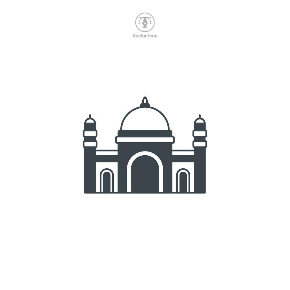 Mosque Icon Vector Depicts A Stylized Islamic Place Of Worship mosque-and-sunset-logo-islamic-religion-place-of-worship-dome-vector