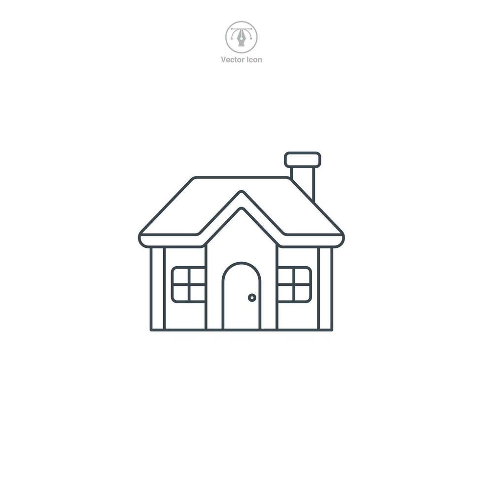 Home icon vector displays a stylized house. It represents the concept of home, housing, domesticity or return to the start