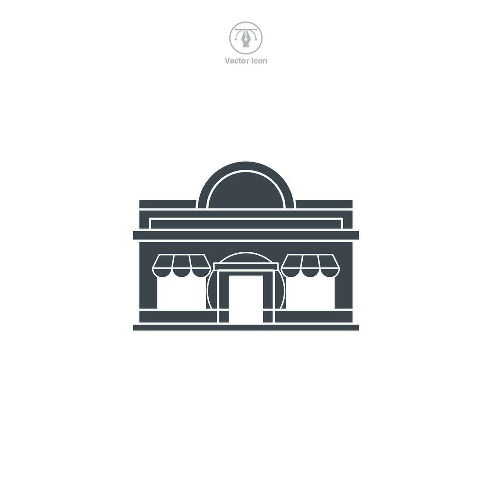 Restaurant icon vector displays a stylized dining establishment, symbolizing food, cuisine, hospitality, service, dining, and gastronomy