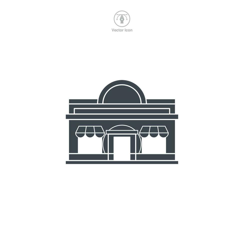 Restaurant icon vector displays a stylized dining establishment, symbolizing food, cuisine, hospitality, service, dining, and gastronomy