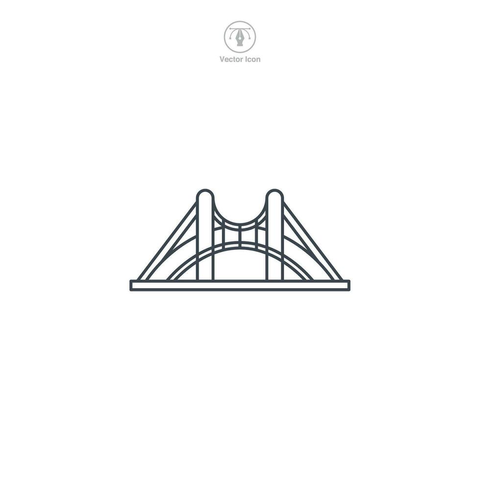 puente icono vector retrata un estilizado arquitectónico construir, significando conexión, transporte, viajar, ingeniería, y urbano estructuras