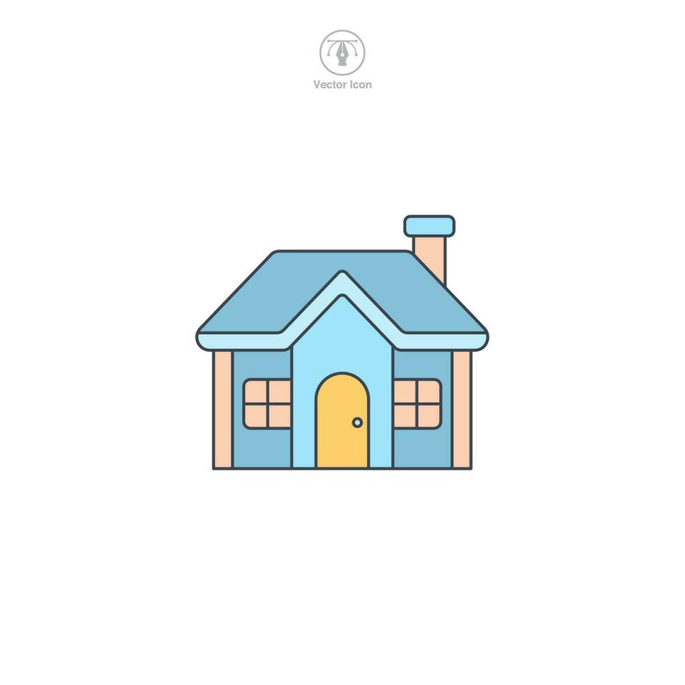 Home icon vector displays a stylized house. It represents the concept of home, housing, domesticity or return to the start