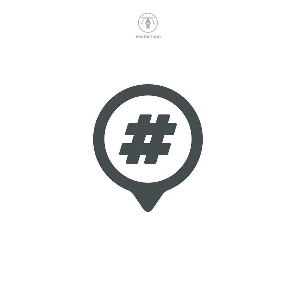 Hashtag icon vector representation emphasizing social media interaction, trending topics, and online tagging, perfect for digital communication platforms