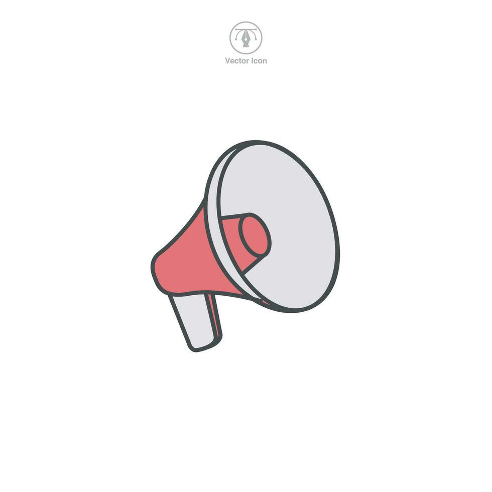 A vector illustration of a megaphone icon, symbolizing communication, broadcasting, or announcement. Ideal for designating alerts, promotions, or public speaking