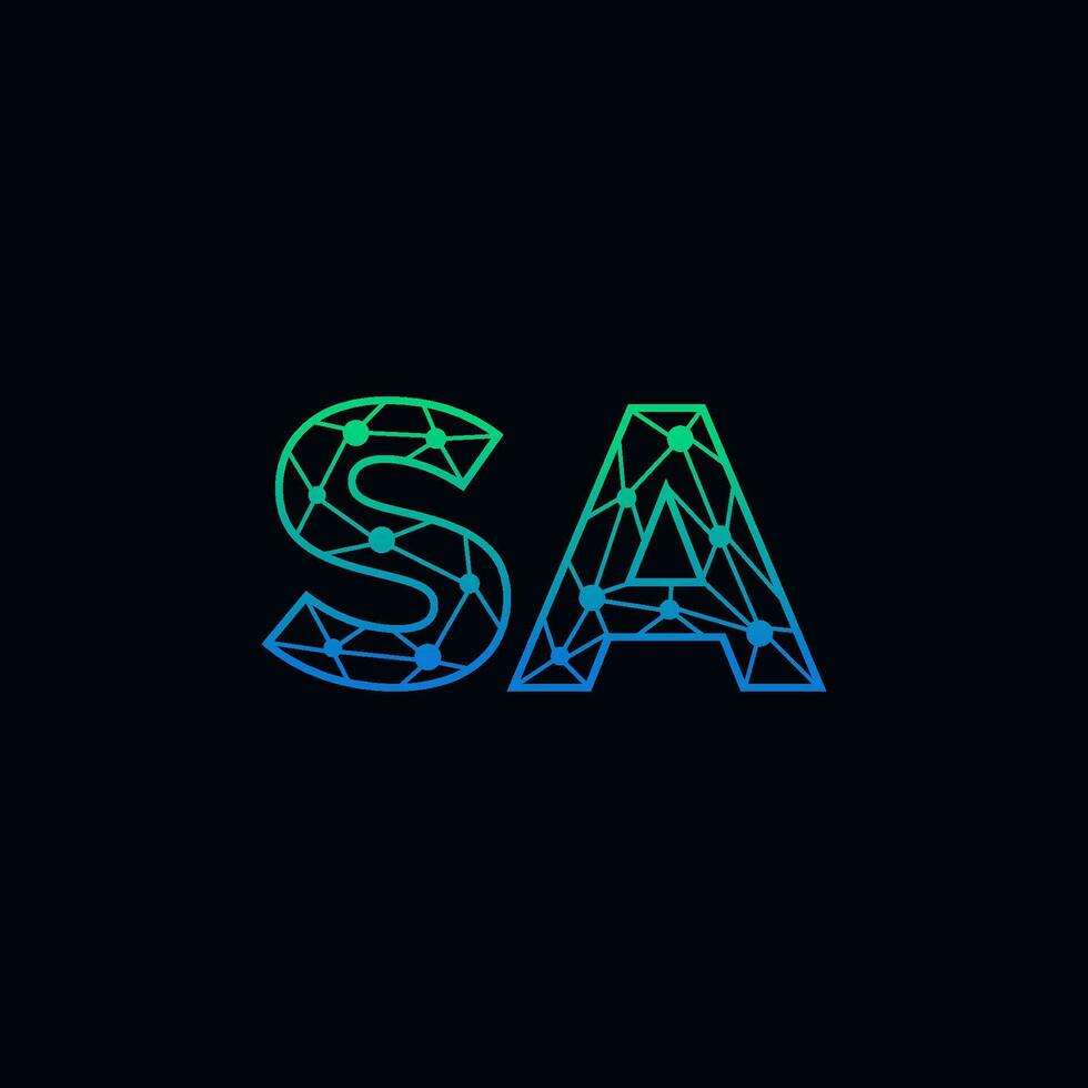 Abstract letter SA logo design with line dot connection for technology and digital business company. vector