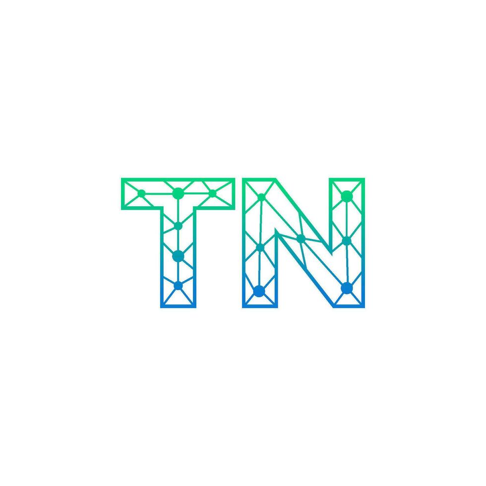 Abstract letter TN logo design with line dot connection for technology and digital business company. vector