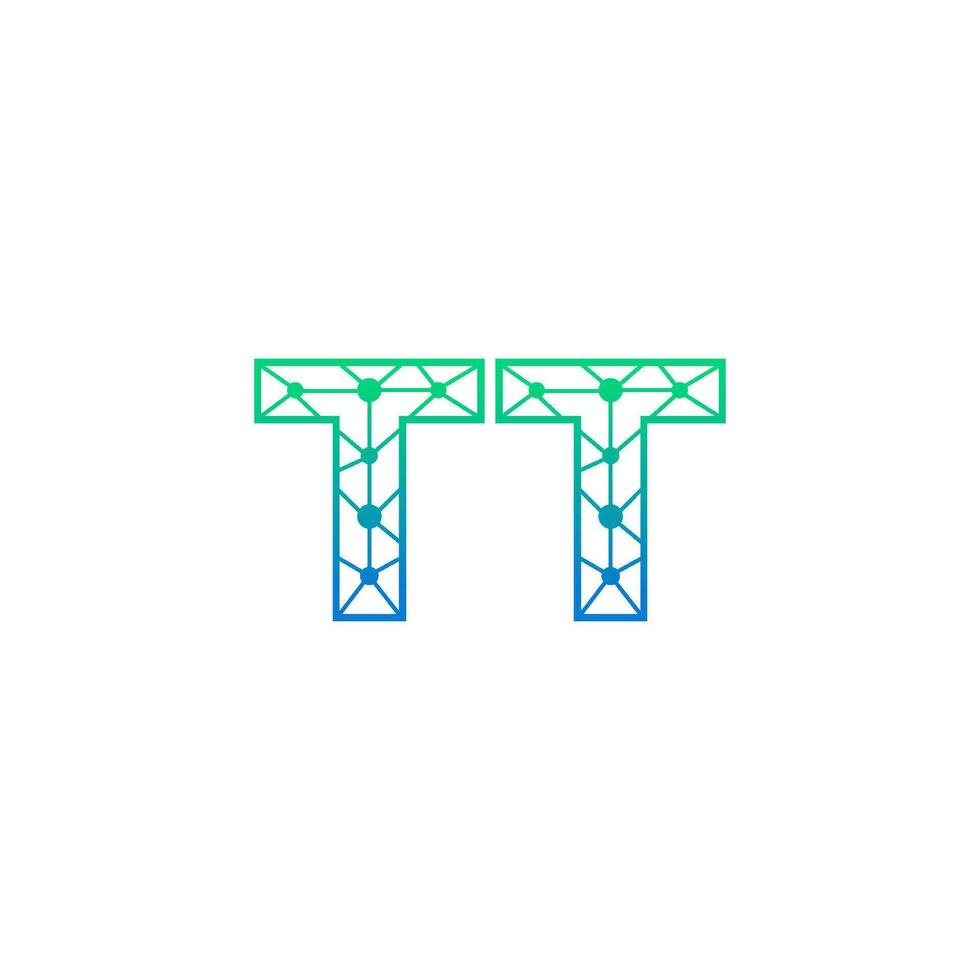 Abstract letter TT  logo design with line dot connection for technology and digital business company. vector