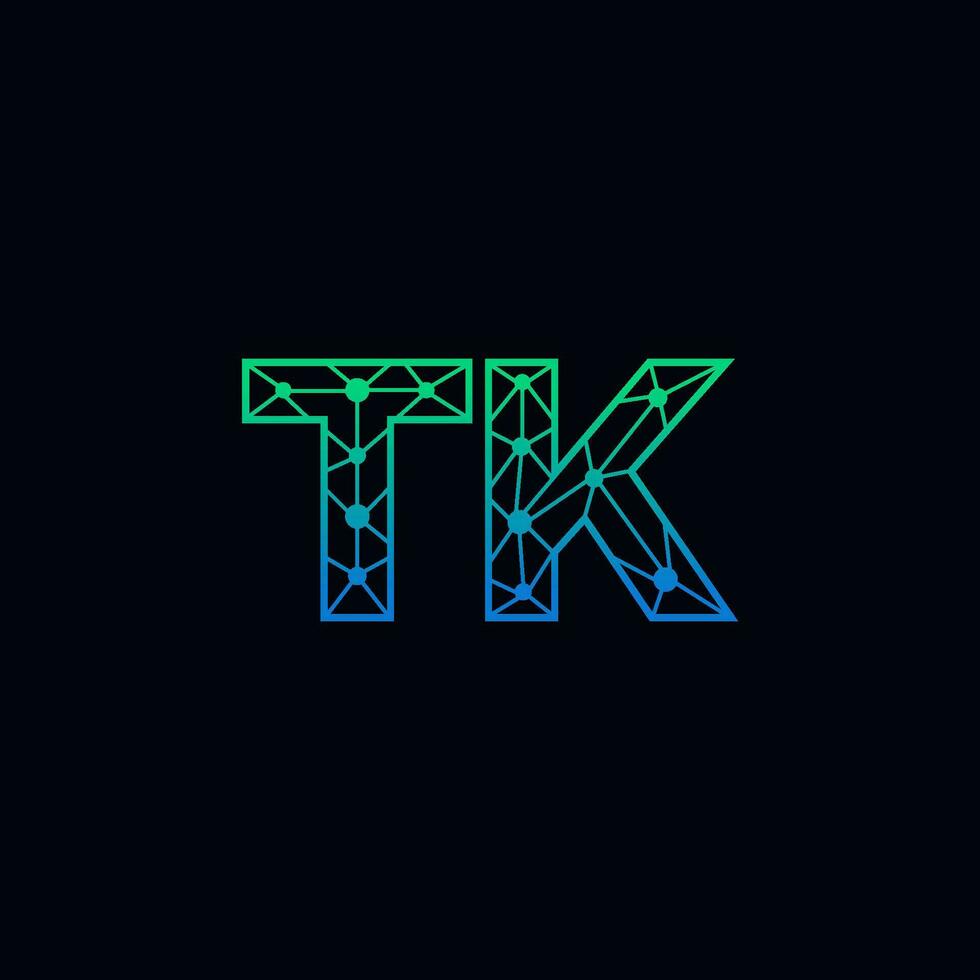 Abstract letter TK logo design with line dot connection for technology and digital business company. vector