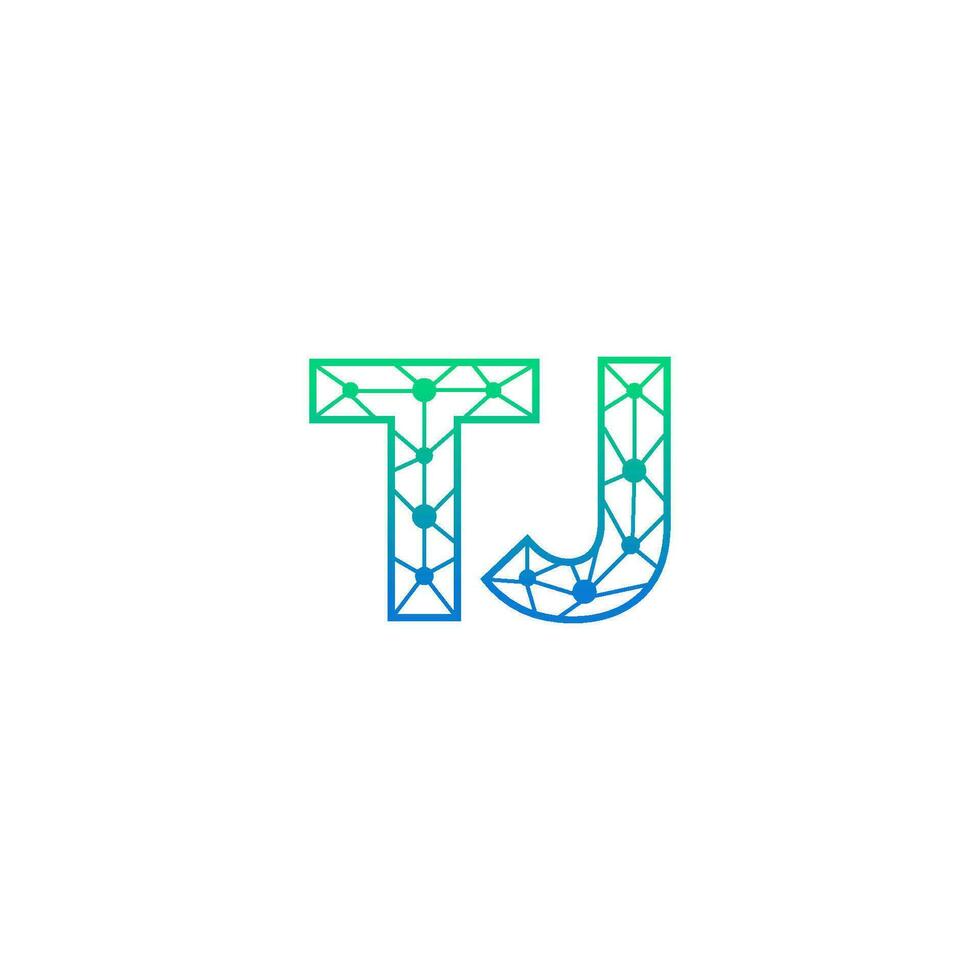 Abstract letter TJ logo design with line dot connection for technology and digital business company. vector