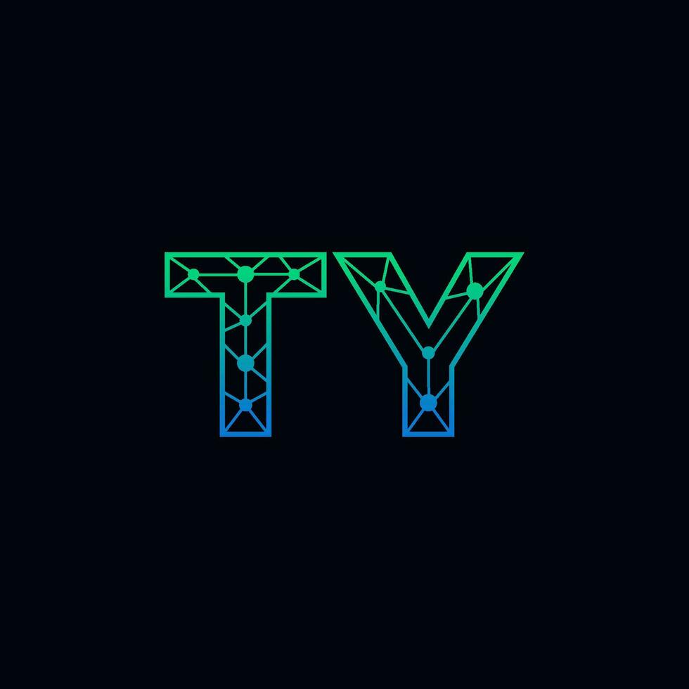 resumen letra ty logo diseño con línea punto conexión para tecnología y digital negocio compañía. vector
