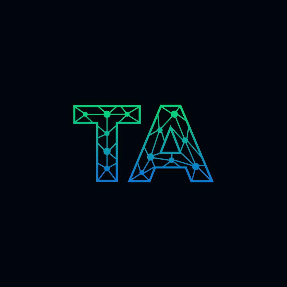 Abstract letter TA logo design with line dot connection for technology and digital business company. vector