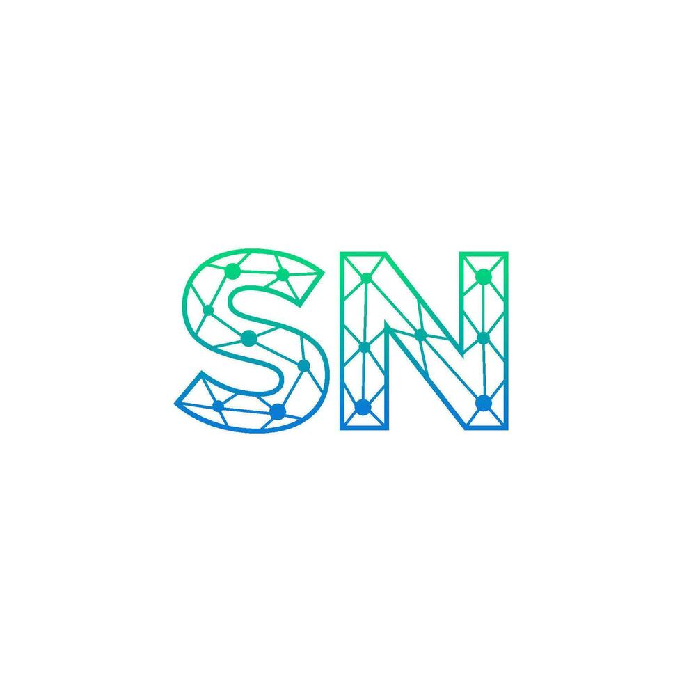 Abstract letter SN logo design with line dot connection for technology and digital business company. vector