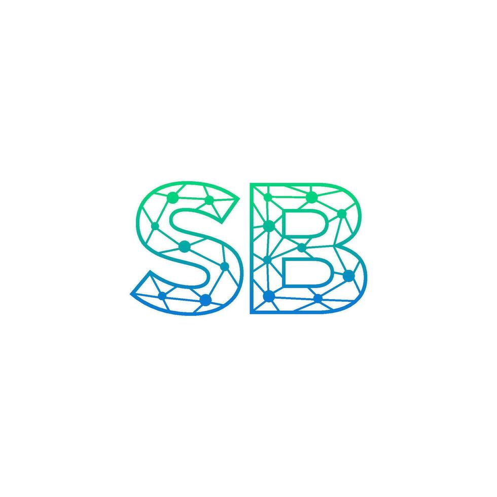 Abstract letter SB logo design with line dot connection for technology and digital business company. vector