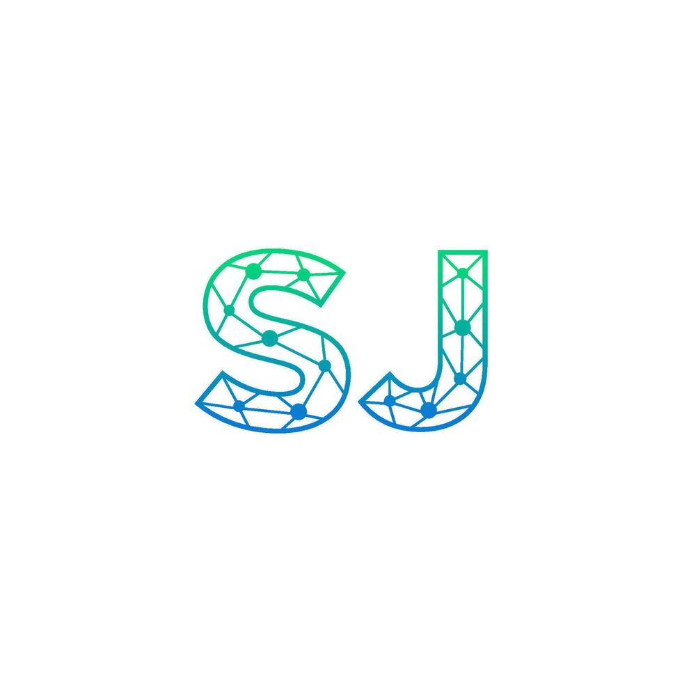 Abstract letter SJ logo design with line dot connection for technology and digital business company. vector