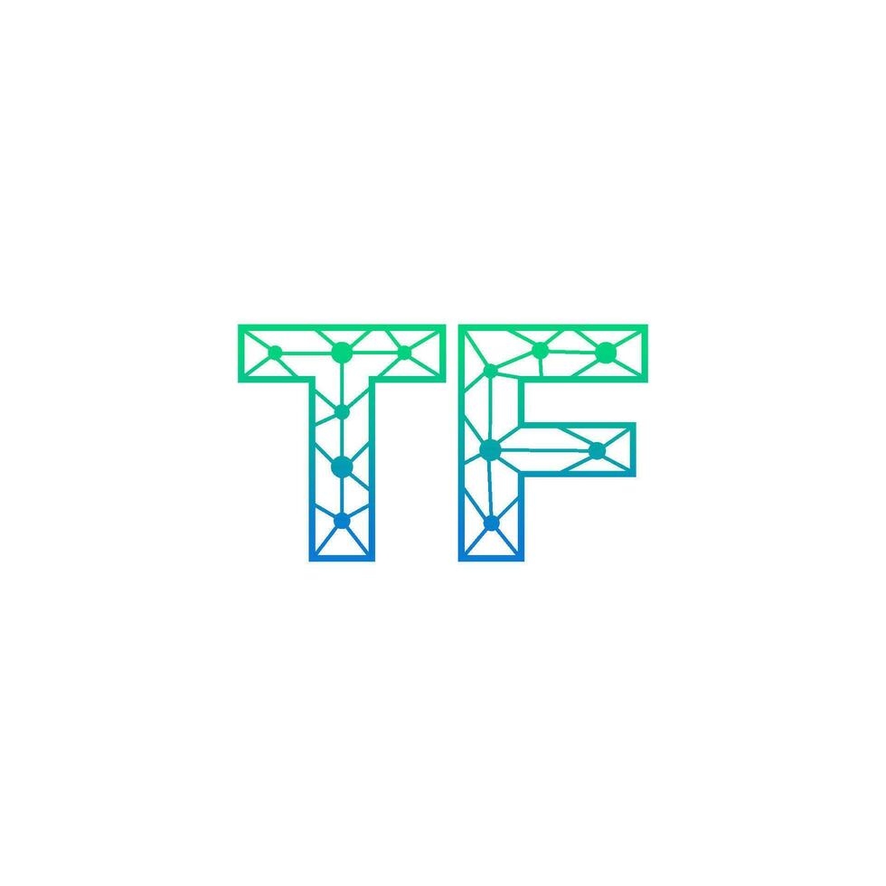Abstract letter TF logo design with line dot connection for technology and digital business company. vector