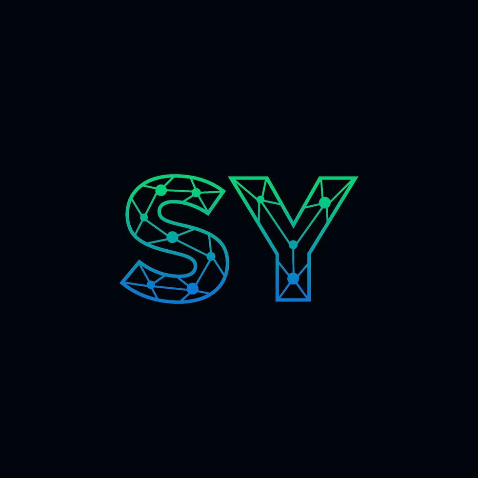 Abstract letter SY logo design with line dot connection for technology and digital business company. vector