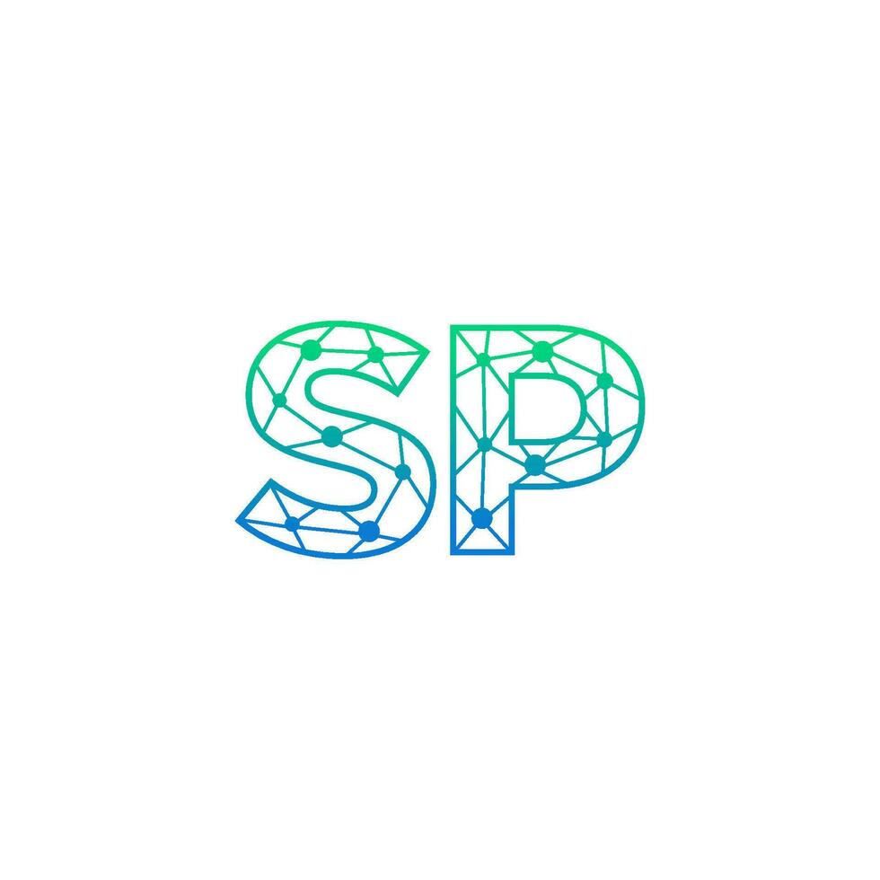 Abstract letter SP logo design with line dot connection for technology and digital business company. vector