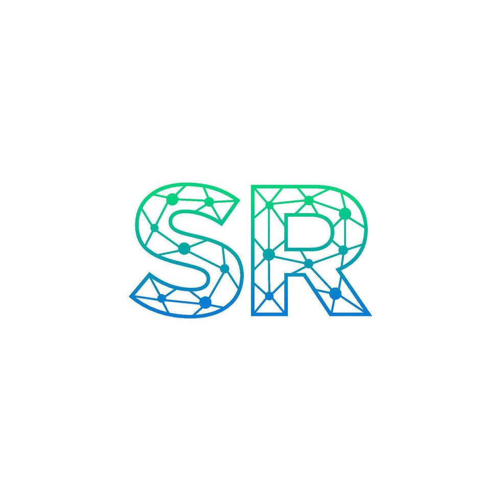 Abstract letter SR  logo design with line dot connection for technology and digital business company. vector
