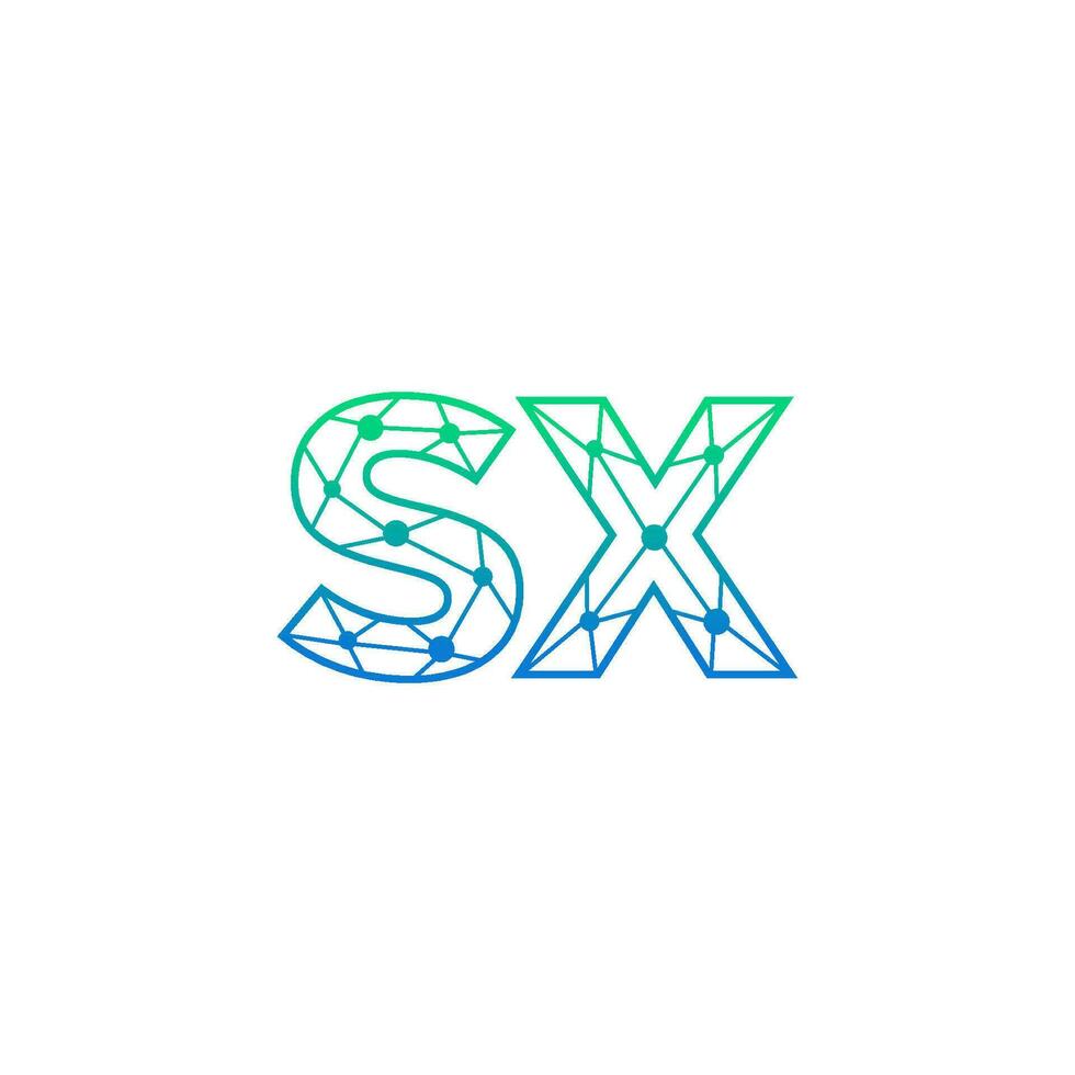 Abstract letter SX  logo design with line dot connection for technology and digital business company. vector