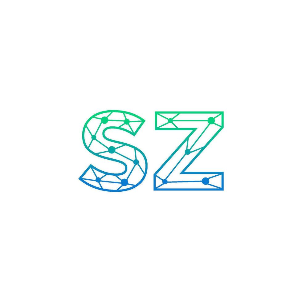 Abstract letter SZ logo design with line dot connection for technology and digital business company. vector