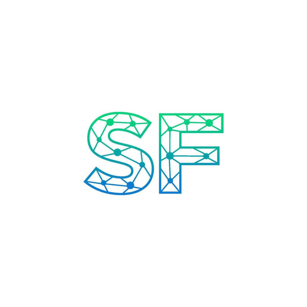 Abstract letter SF logo design with line dot connection for technology and digital business company. vector