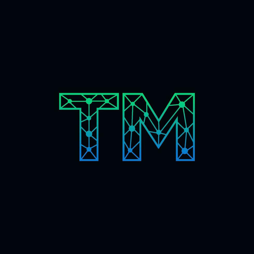 resumen letra tm logo diseño con línea punto conexión para tecnología y digital negocio compañía. vector