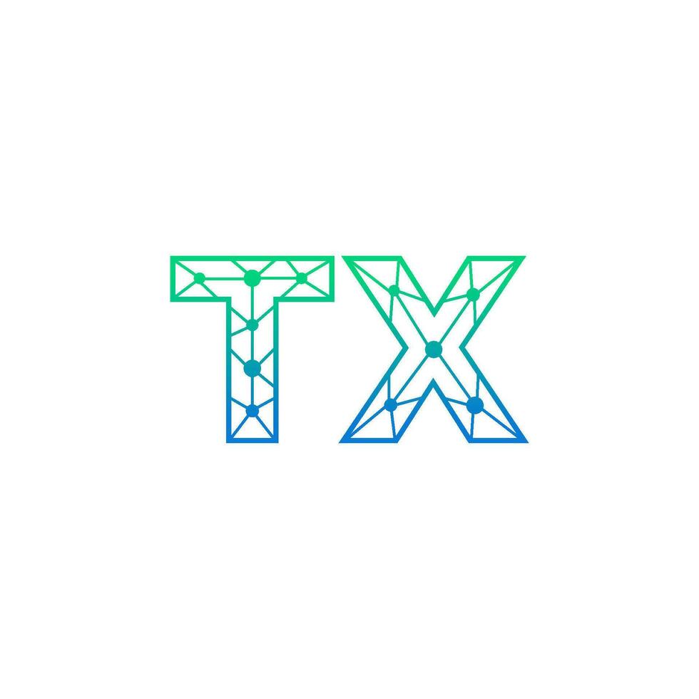 resumen letra tx logo diseño con línea punto conexión para tecnología y digital negocio compañía. vector