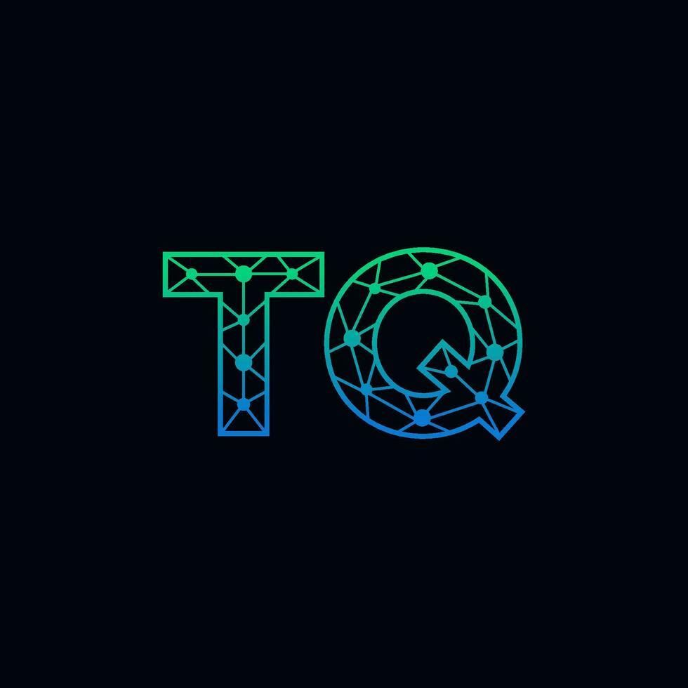 Abstract letter TQ logo design with line dot connection for technology and digital business company. vector
