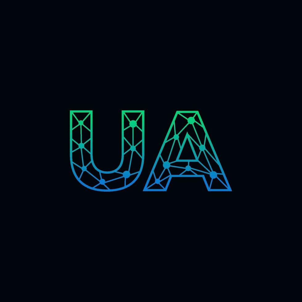 Abstract letter UA logo design with line dot connection for technology and digital business company. vector