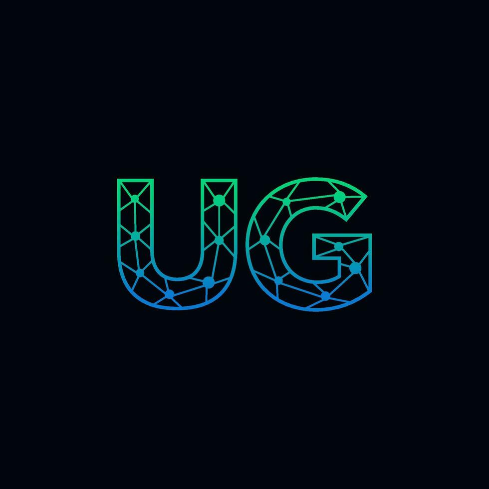 Abstract letter UG logo design with line dot connection for technology and digital business company. vector