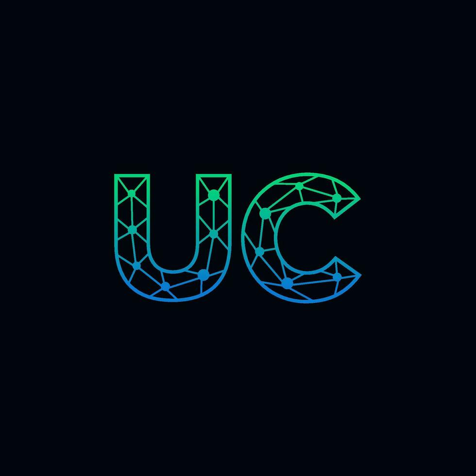 Abstract letter UC logo design with line dot connection for technology and digital business company. vector
