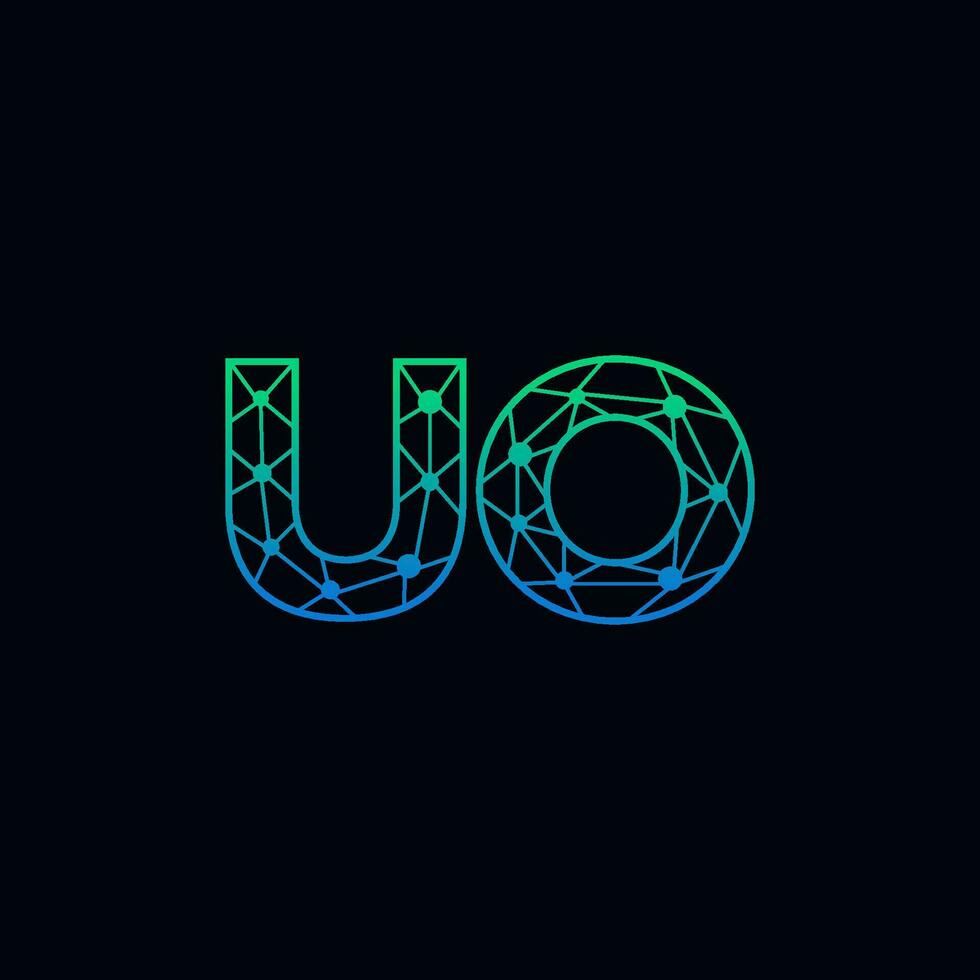 Abstract letter UO logo design with line dot connection for technology and digital business company. vector