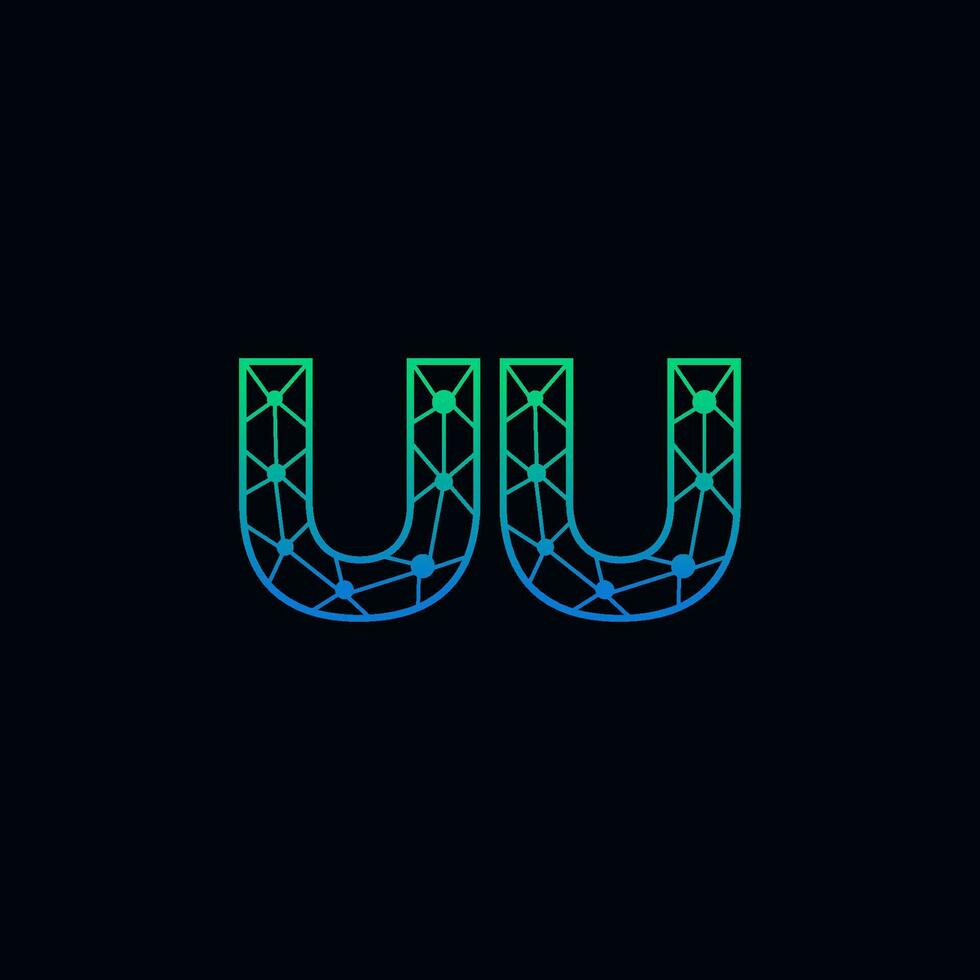 Abstract letter UU logo design with line dot connection for technology and digital business company. vector