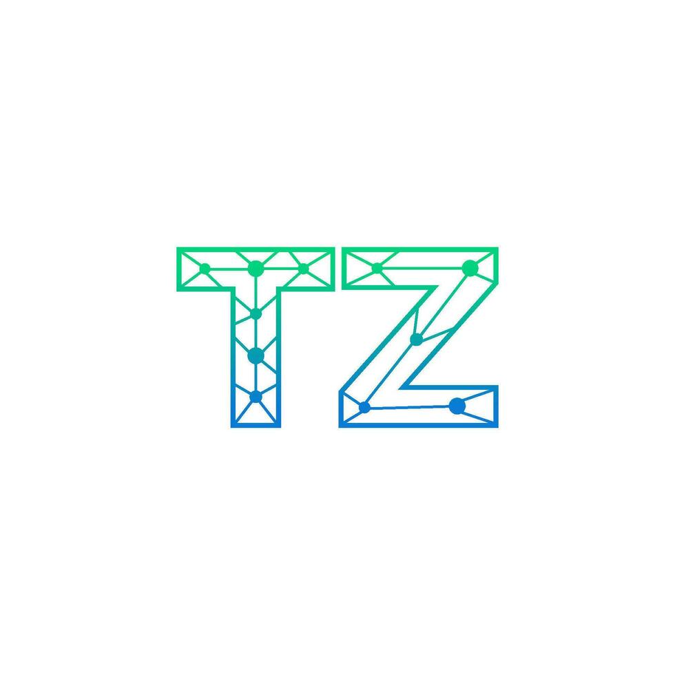 resumen letra tz logo diseño con línea punto conexión para tecnología y digital negocio compañía. vector