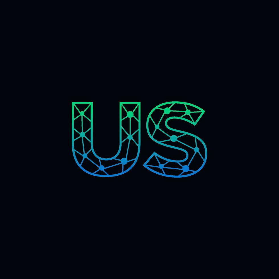 Abstract letter US logo design with line dot connection for technology and digital business company. vector
