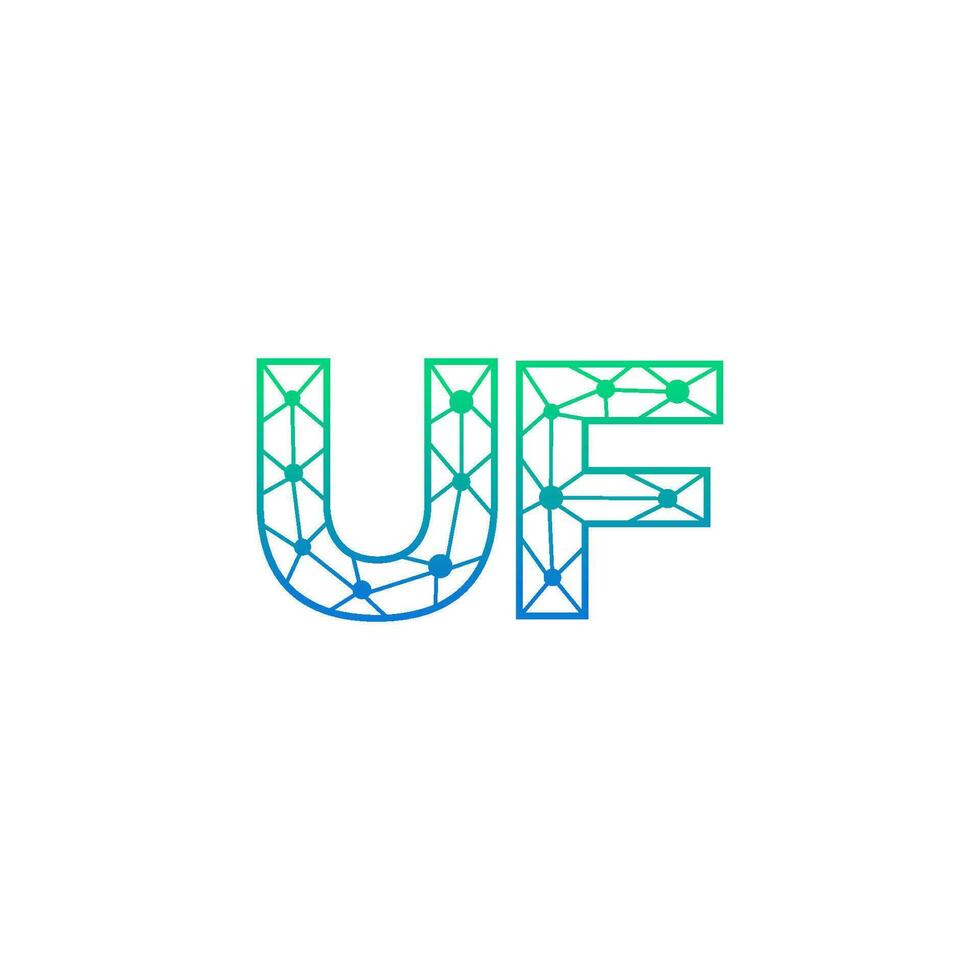 Abstract letter UF logo design with line dot connection for technology and digital business company. vector