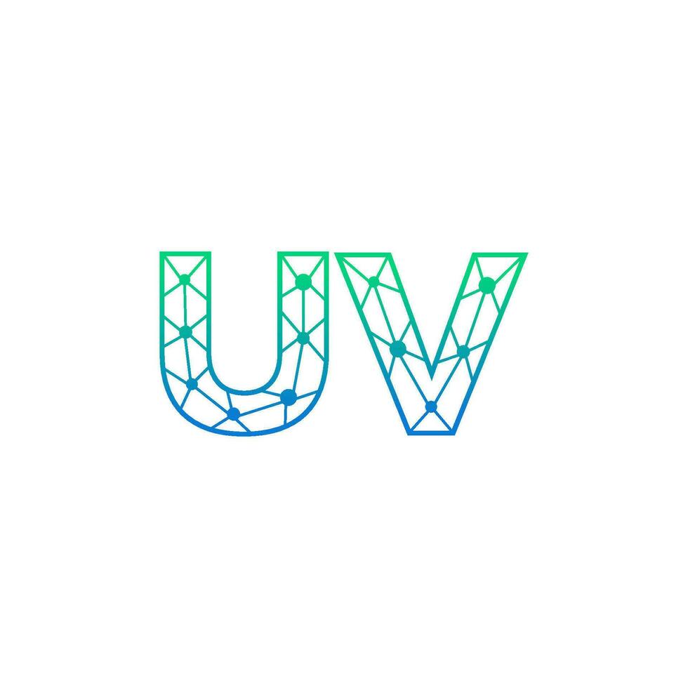 Abstract letter UV logo design with line dot connection for technology and digital business company. vector