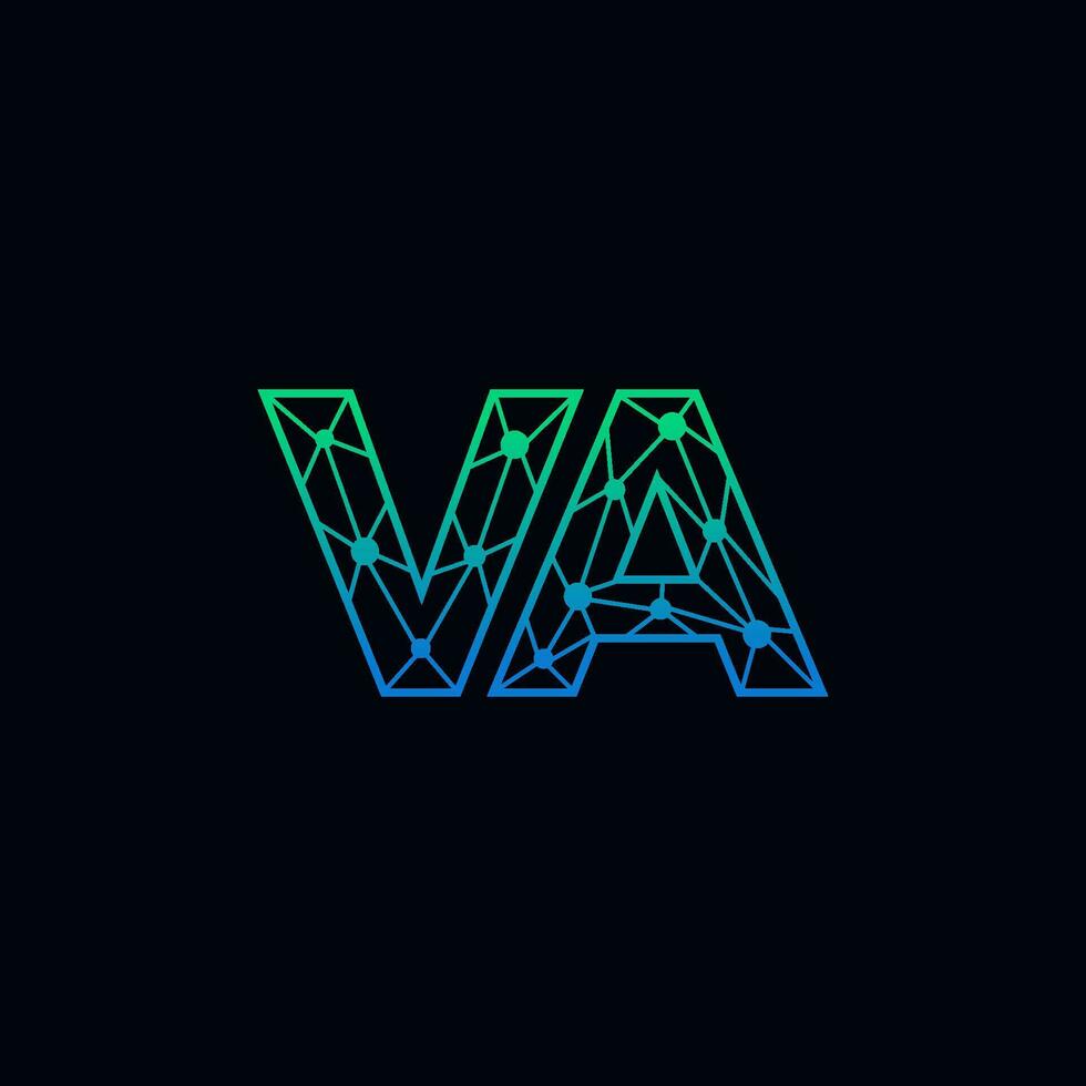 Abstract letter VA logo design with line dot connection for technology and digital business company. vector