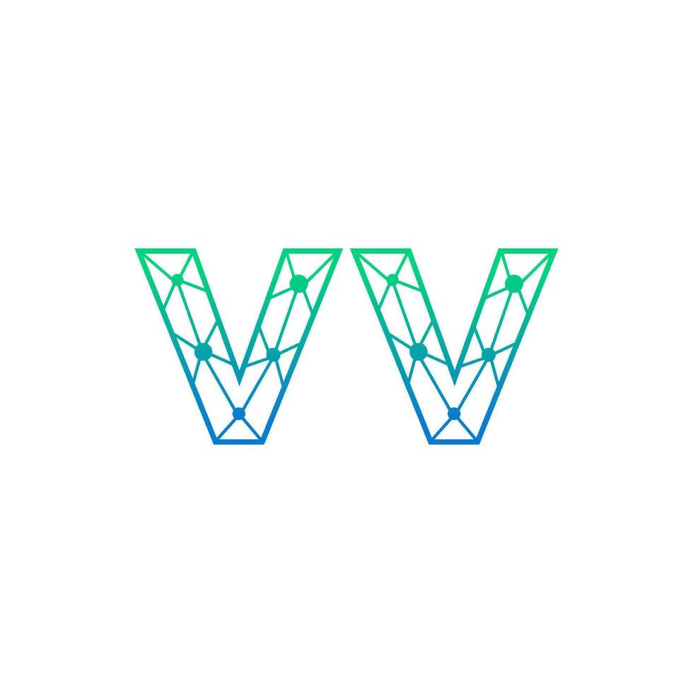 Abstract letter VV logo design with line dot connection for technology and digital business company. vector
