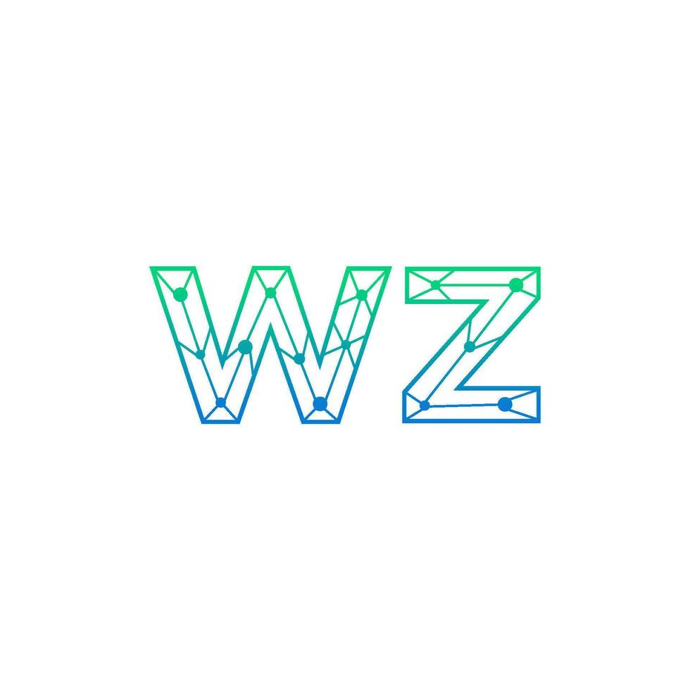 Abstract letter WZ logo design with line dot connection for technology and digital business company. vector