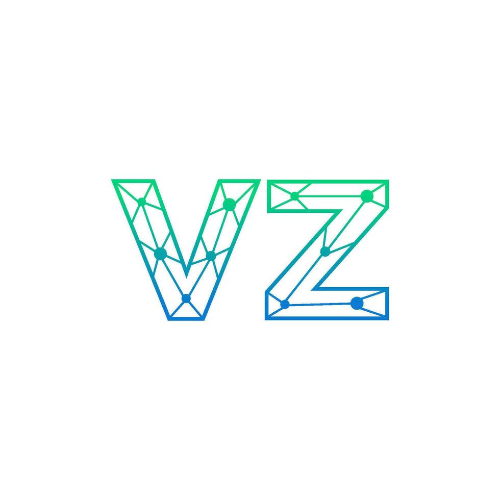 Abstract letter VZ logo design with line dot connection for technology and digital business company. vector