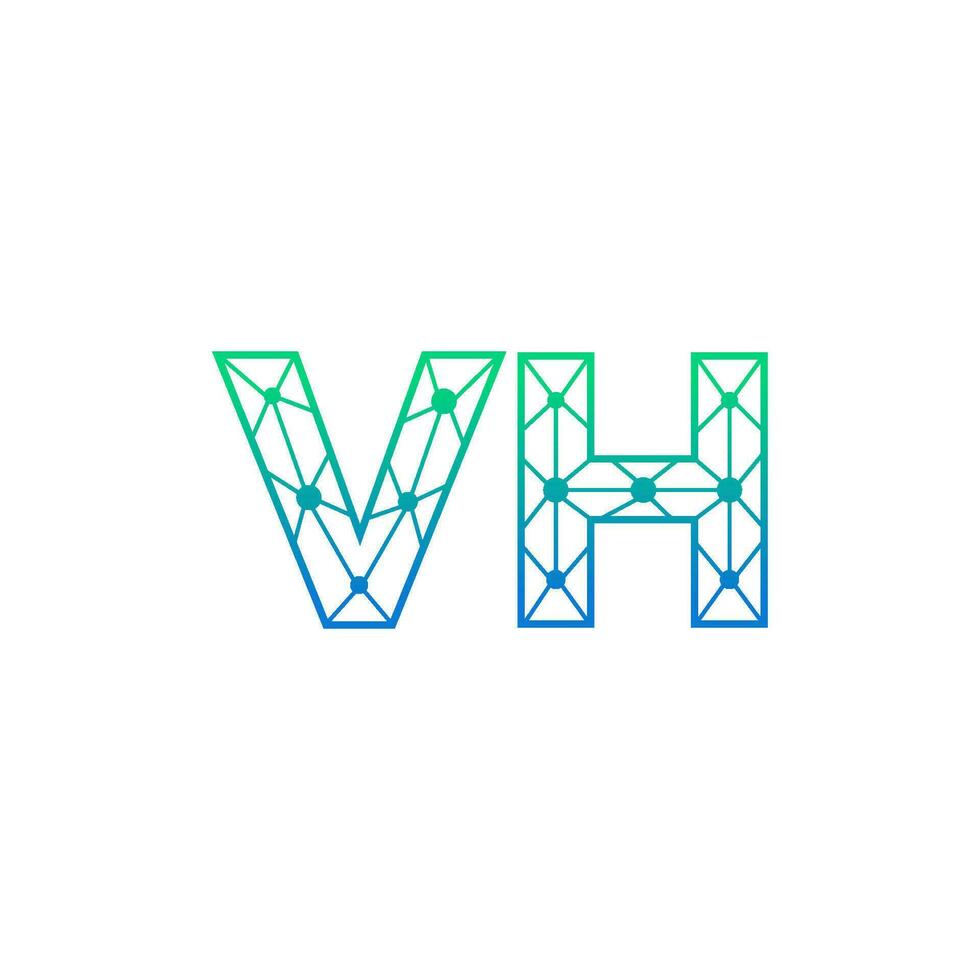 Abstract letter VH logo design with line dot connection for technology and digital business company. vector