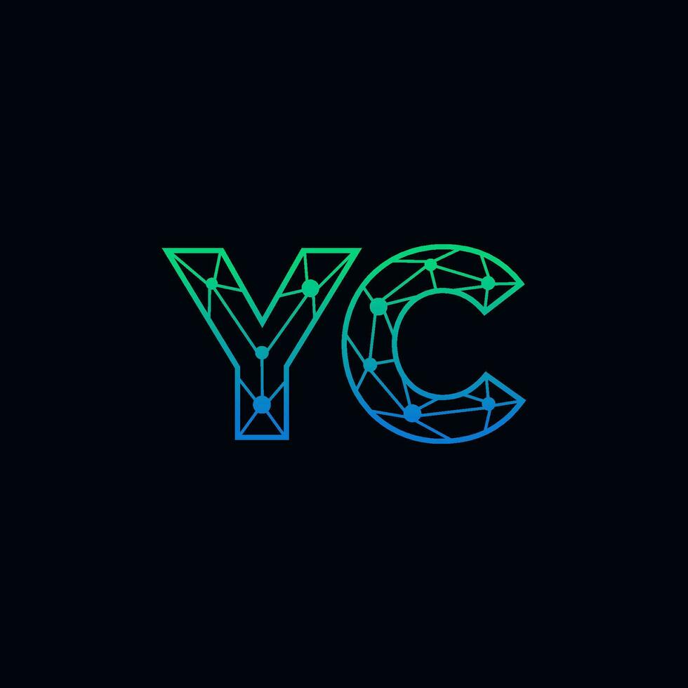 Abstract letter YC logo design with line dot connection for technology and digital business company. vector