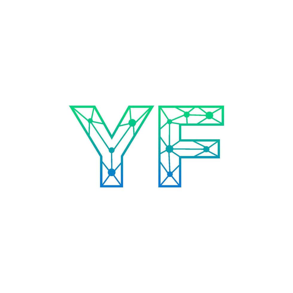 Abstract letter YF logo design with line dot connection for technology and digital business company. vector