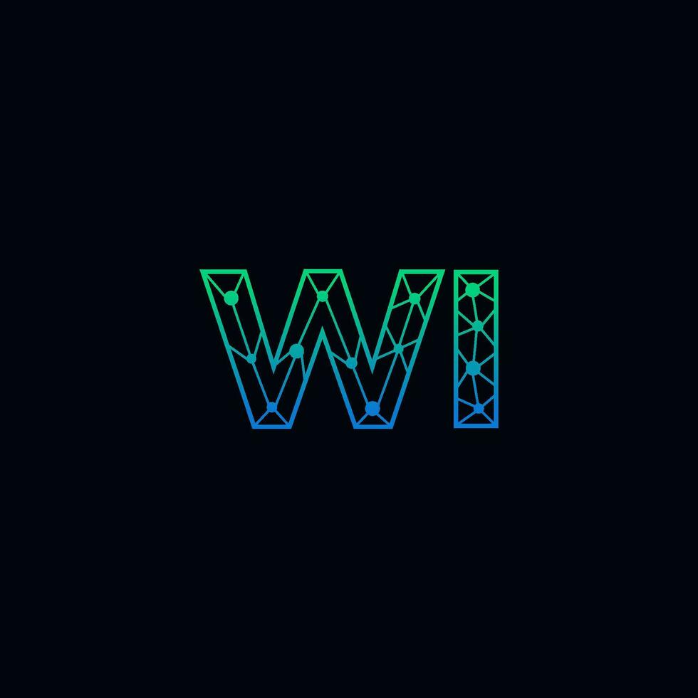 Abstract letter WI logo design with line dot connection for technology and digital business company. vector