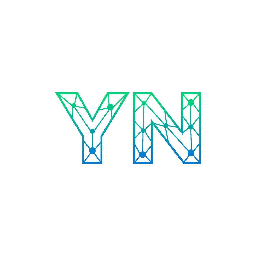 Abstract letter YN logo design with line dot connection for technology and digital business company. vector