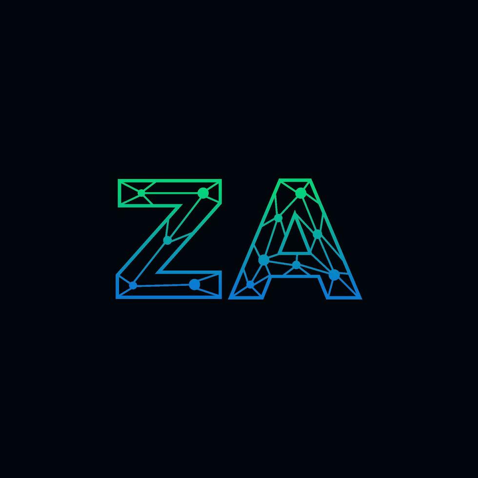 Abstract letter ZA logo design with line dot connection for technology and digital business company. vector
